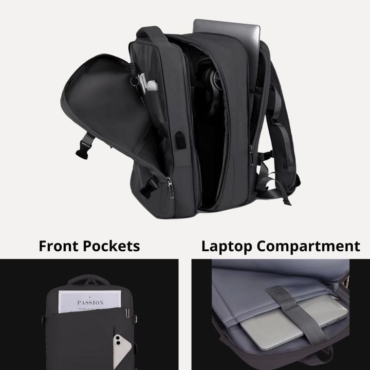 Homefy™ 35L TSA-Friendly Travel Backpack | Waterproof 17.3" Laptop Bag with USB Charging Port