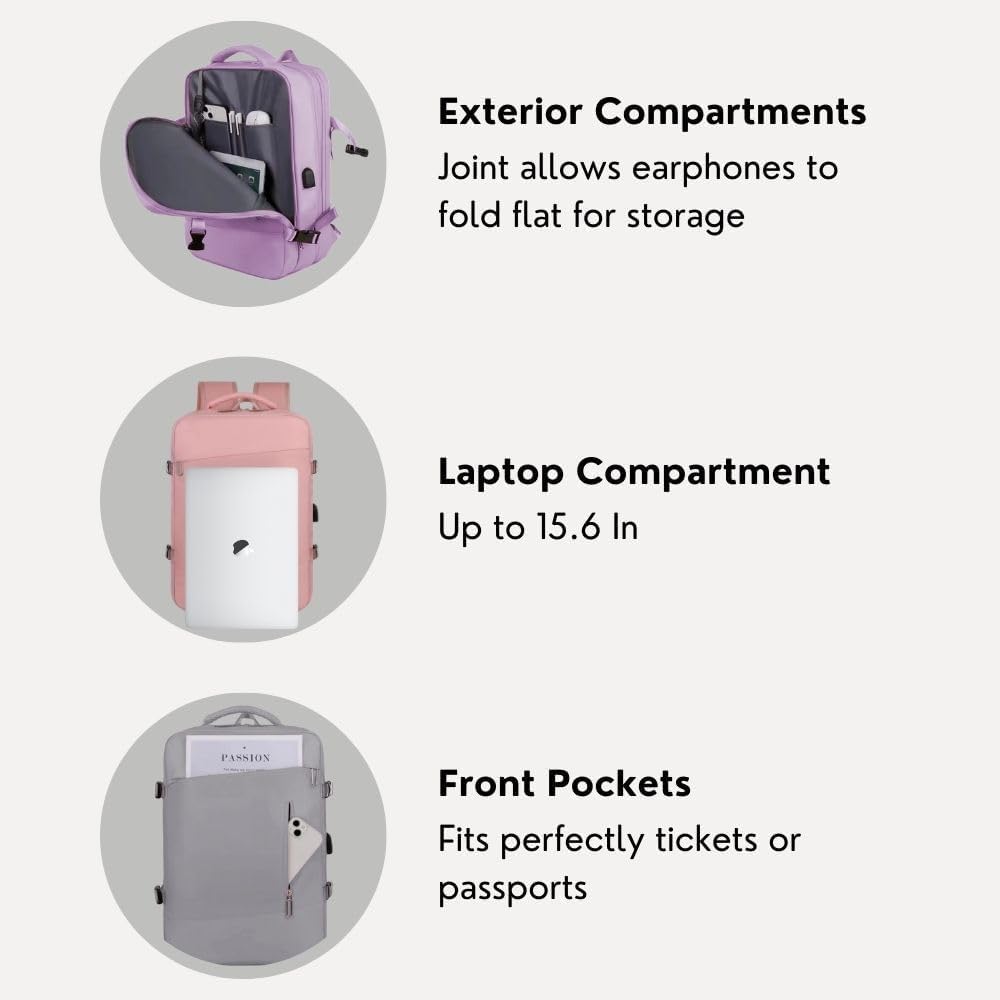 Homefy™ 35L TSA-Friendly Travel Backpack | Waterproof 17.3" Laptop Bag with USB Charging Port