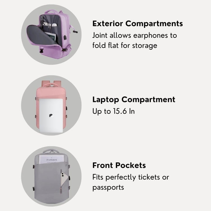 Homefy™ 35L TSA-Friendly Travel Backpack | Waterproof 17.3" Laptop Bag with USB Charging Port