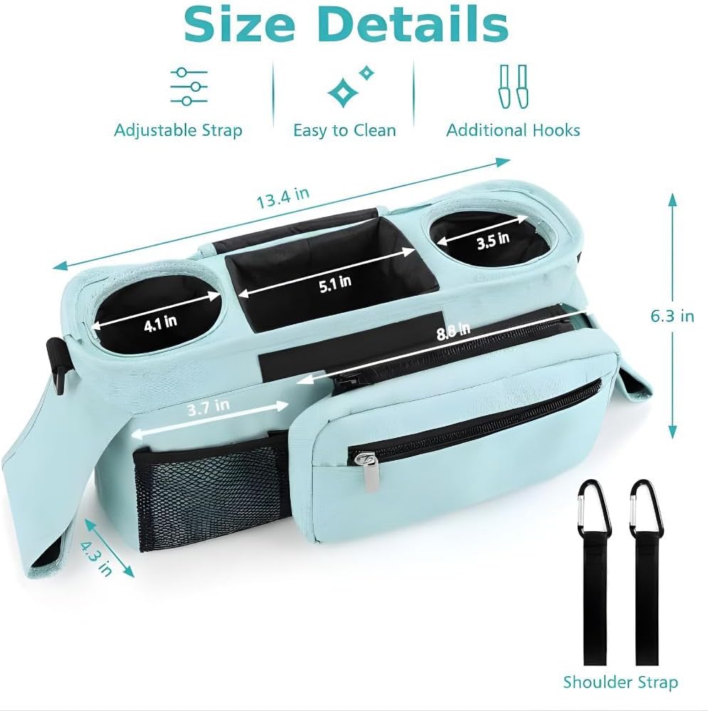 Homefy™ Universal Stroller Organizer | Insulated Cup Holders & Detachable Tech Pocket