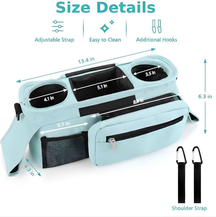 Homefy™ Universal Stroller Organizer | Insulated Cup Holders & Detachable Tech Pocket