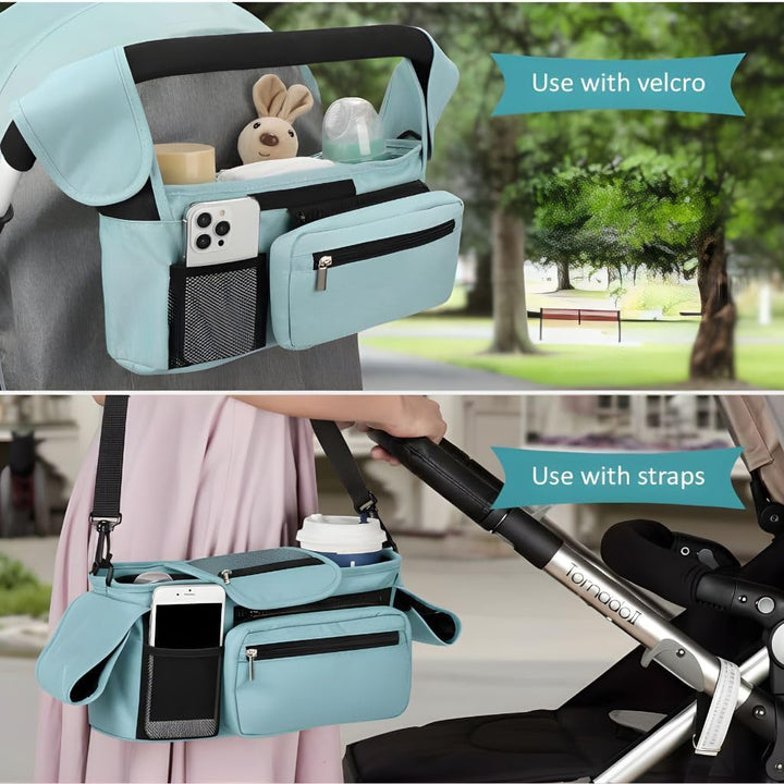Homefy™ Universal Stroller Organizer | Insulated Cup Holders & Detachable Tech Pocket