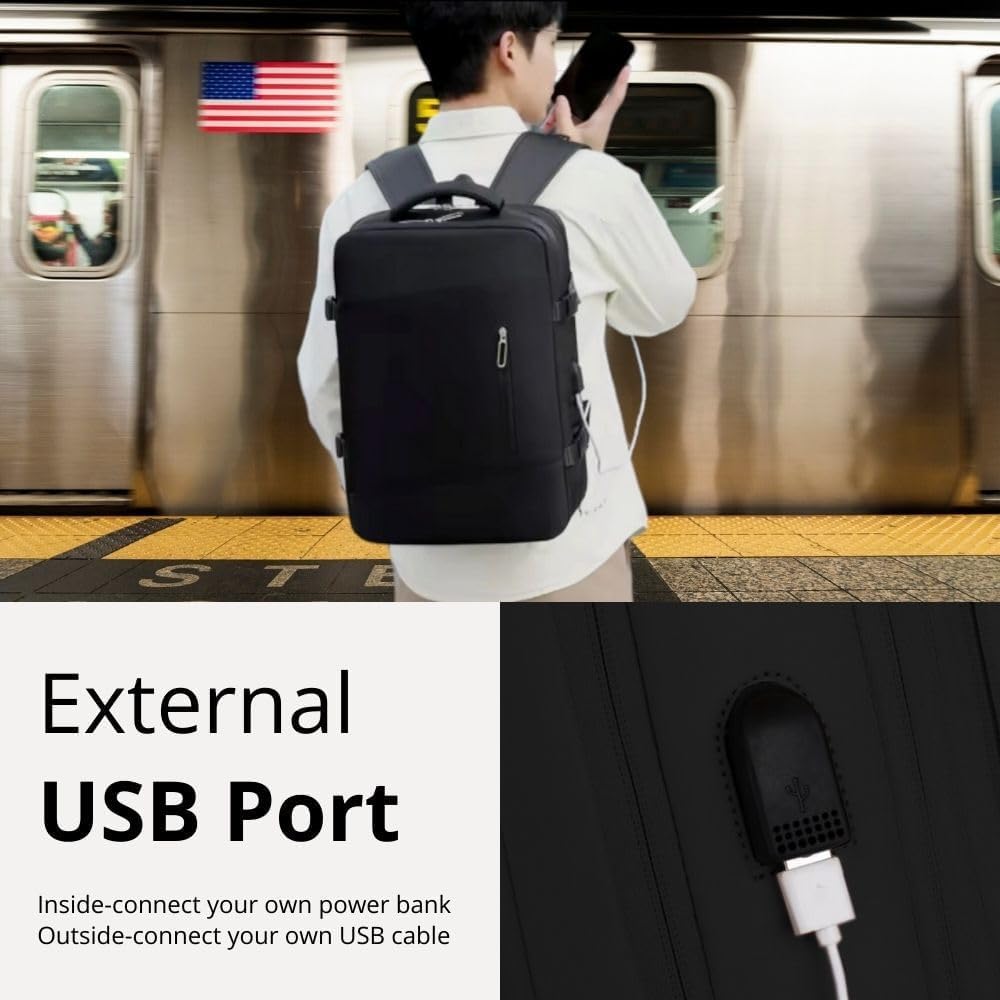 Homefy™ 35L TSA-Friendly Travel Backpack | Waterproof 17.3" Laptop Bag with USB Charging Port