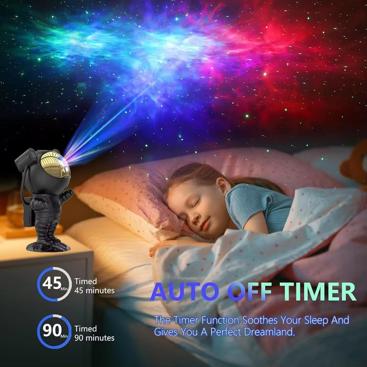 Homefy™ Black Astronaut Galaxy Projector | 360° Rotating Nebula Night Light with Remote & Timer