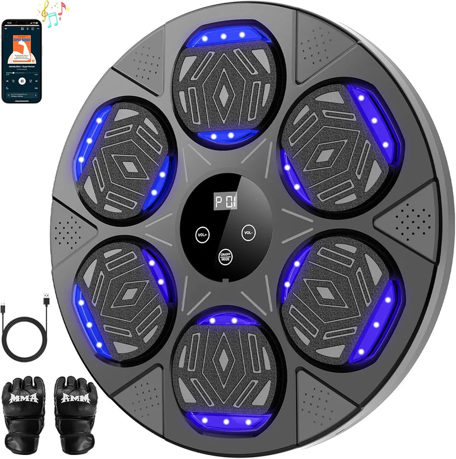 Music Boxing Machine, Boxing Wall Mount Machine for Kids Adult, Bluetooth Smart Boxing Traineing Machine with Boxing Gloves, Boxing Workout Equipment Target for Home, Office, Gym 