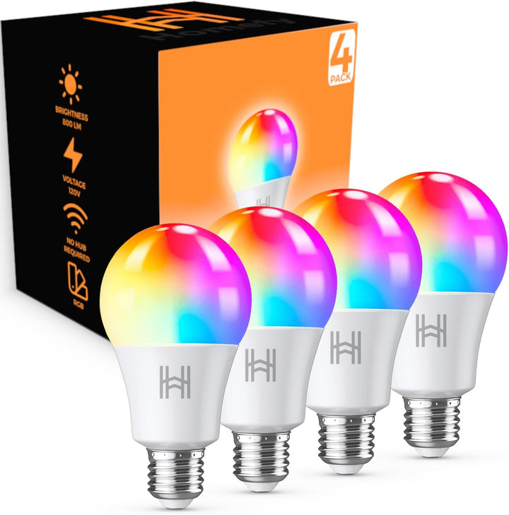 Smart WiFi Color Changing Light Bulbs, 16 Million Colors RGBWW, Compatible with Alexa and Google Assistant, Pack