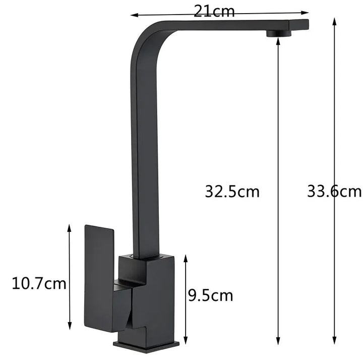 Square Kitchen Faucet Matte black Polished Chorme Hot and Cold Kitchen Sink Tap 360 Degree Rotation Mixer Deck Mounted Water Tap