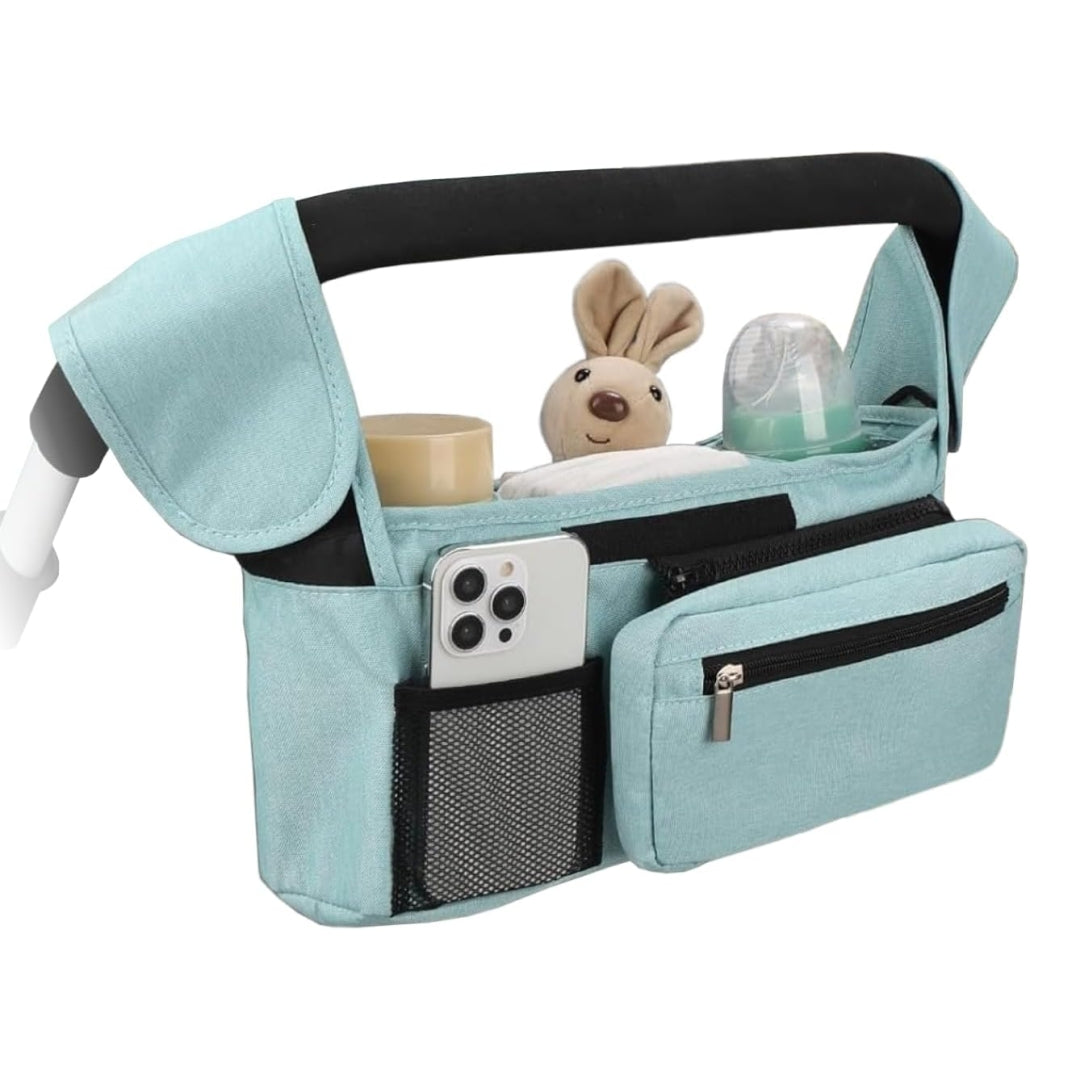 Homefy™ Universal Stroller Organizer | Insulated Cup Holders & Detachable Tech Pocket