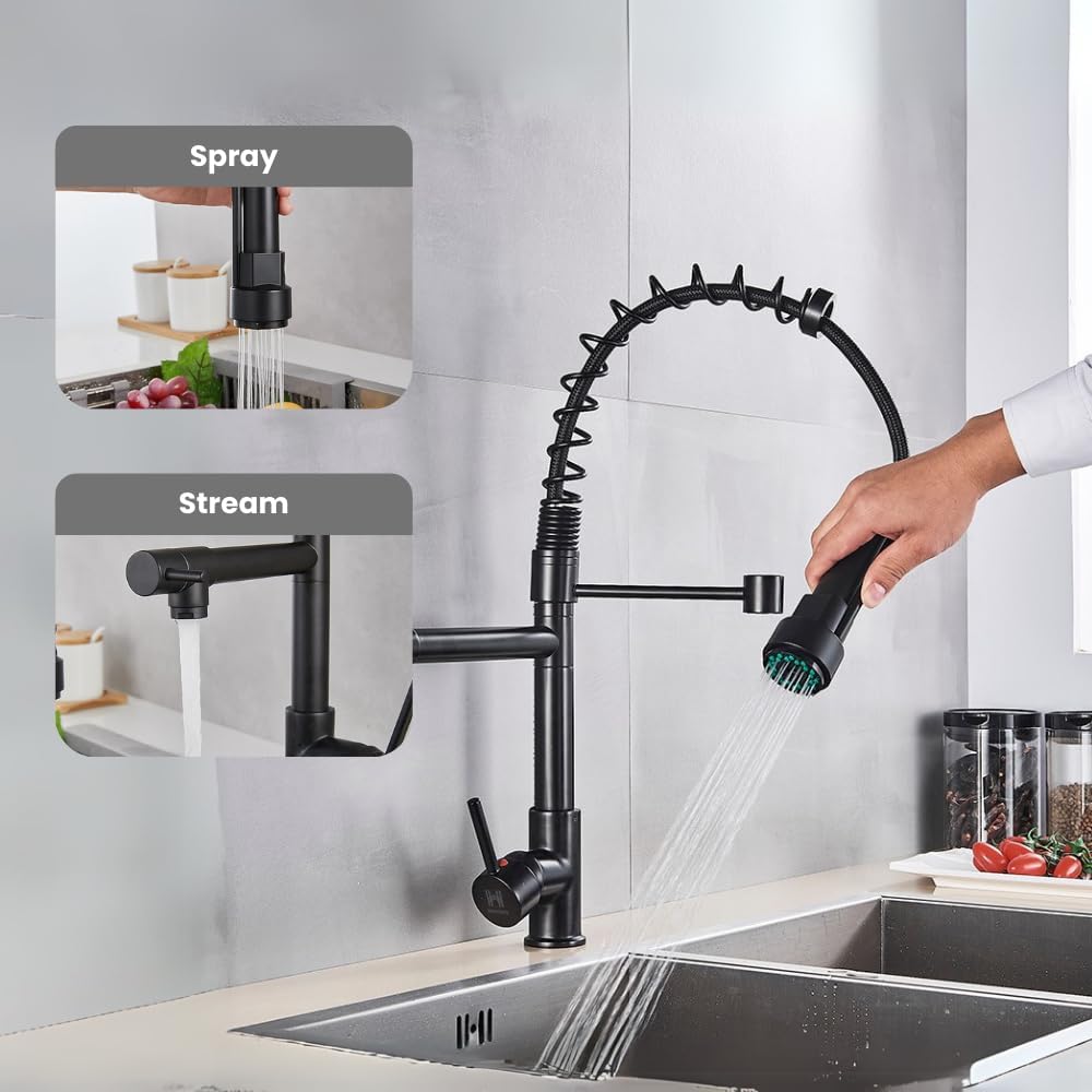 Kitchen Faucet with Sprayer Matte Black