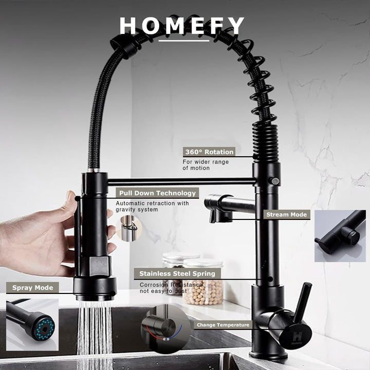 Kitchen Faucet with Sprayer Matte Black