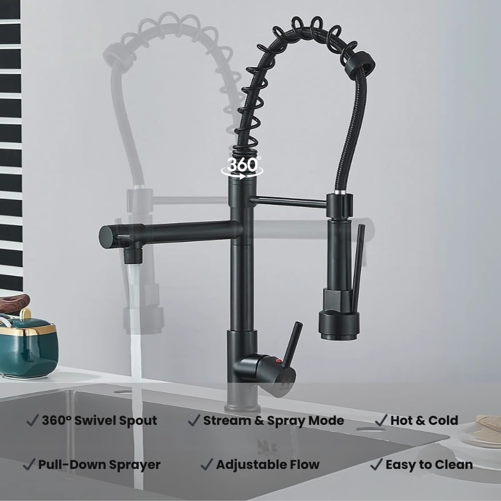 Kitchen Faucet with Sprayer Matte Black