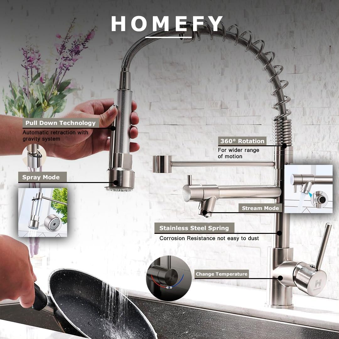 Kitchen Faucet with Sprayer Brushed Nickel