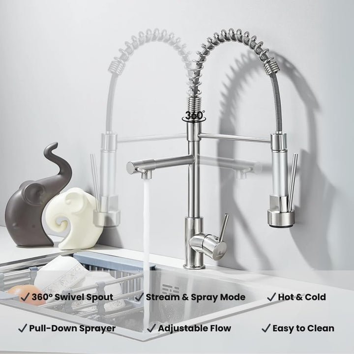 Kitchen Faucet with Sprayer Brushed Nickel