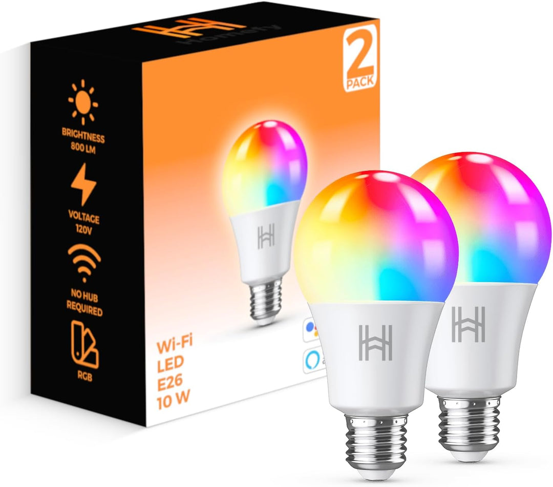 Smart WiFi Color Changing Light Bulbs, 16 Million Colors RGBWW, Compatible with Alexa and Google Assistant, Pack